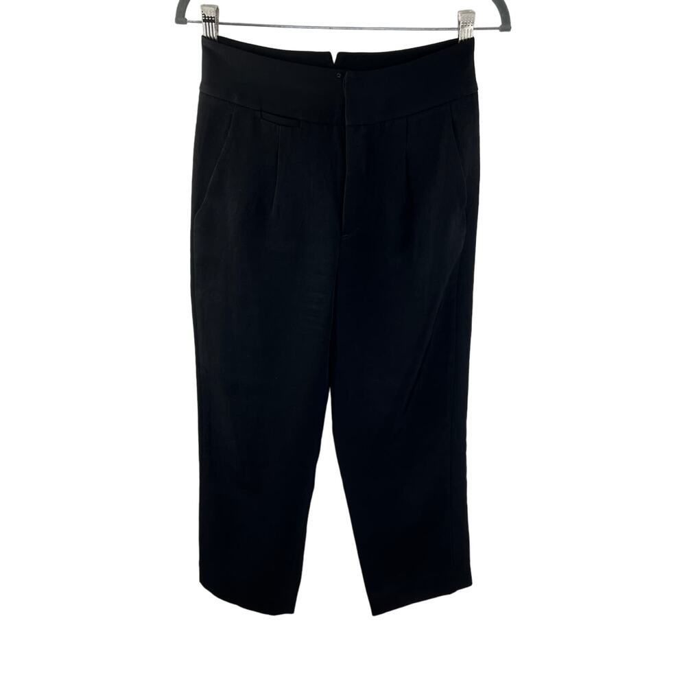 ALEXANDER WANG Pleated Front Cropped Pants Trousers Size 2 Black High Waist
